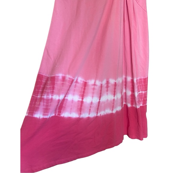 LANDS END - Pink Faux Wrap Tie Dye Sleeveless Dress - Picture 3 of 7